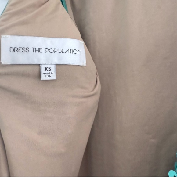 DRESS THE POPULATION Aqua Blue Sequin Sleeveless Kim Mini Party Dress XS - Picture 9 of 11